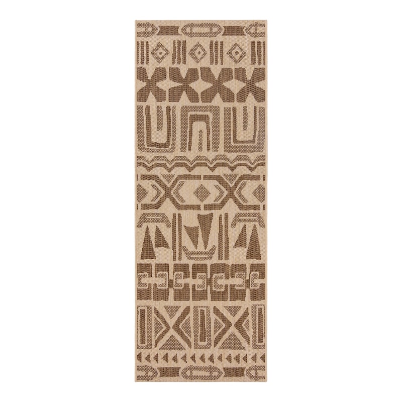 Reyn Spooner Kona Coast Kappa Brown Hawaiian Tribal Flatweave Indoor