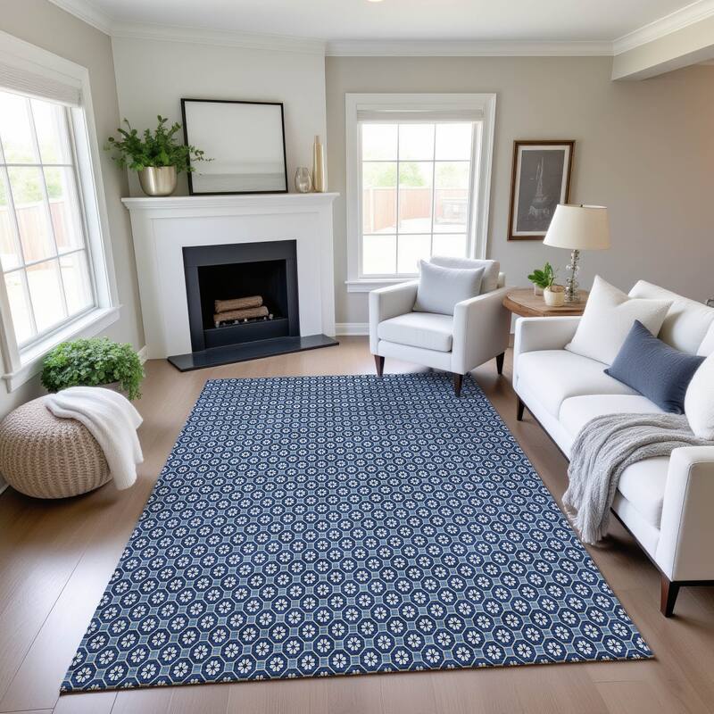Premium Washable Super Soft Modern Imprints Mayfield Rug - Blue - 9' x 12'