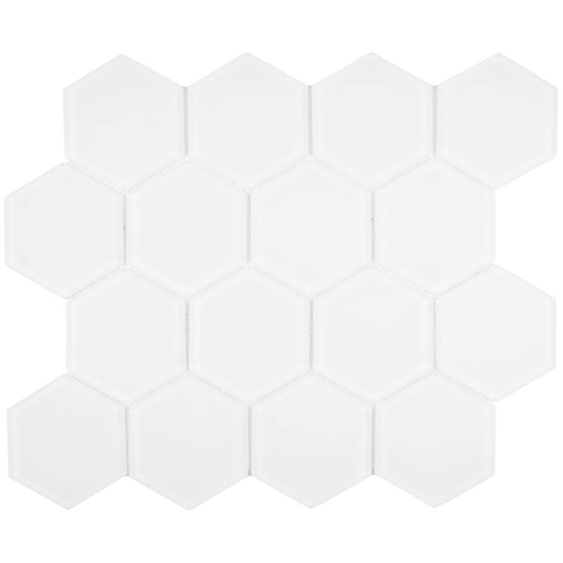 3" Beehive 10.25 in. x 11.75 in. Hexagon Glass Mesh-Mounted Mosaic Tile