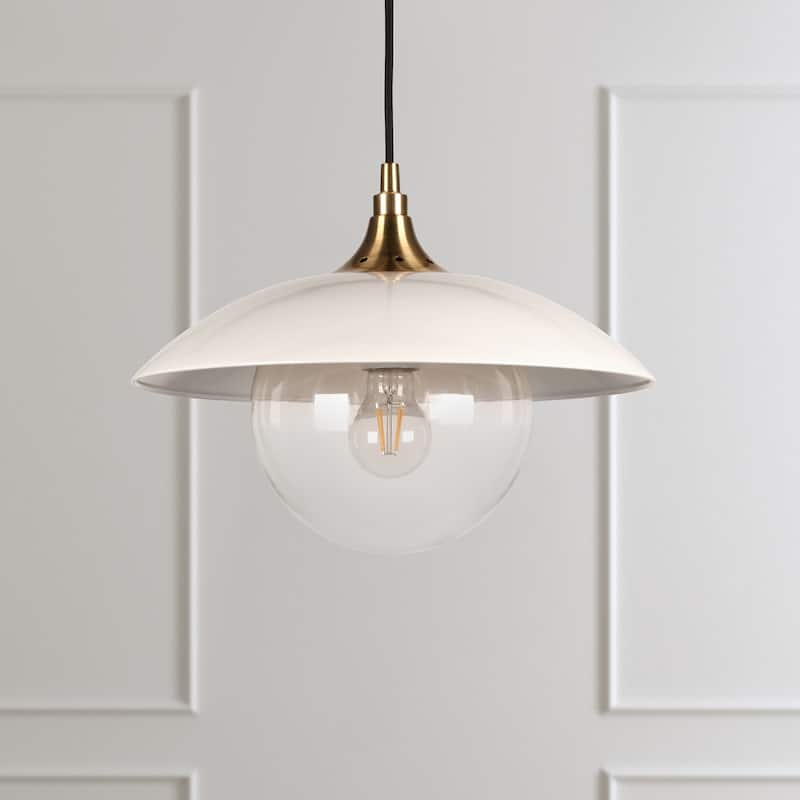 Alvia 14.5" Wide Pendant with Metal/Glass Shade - 14.5" Wide
