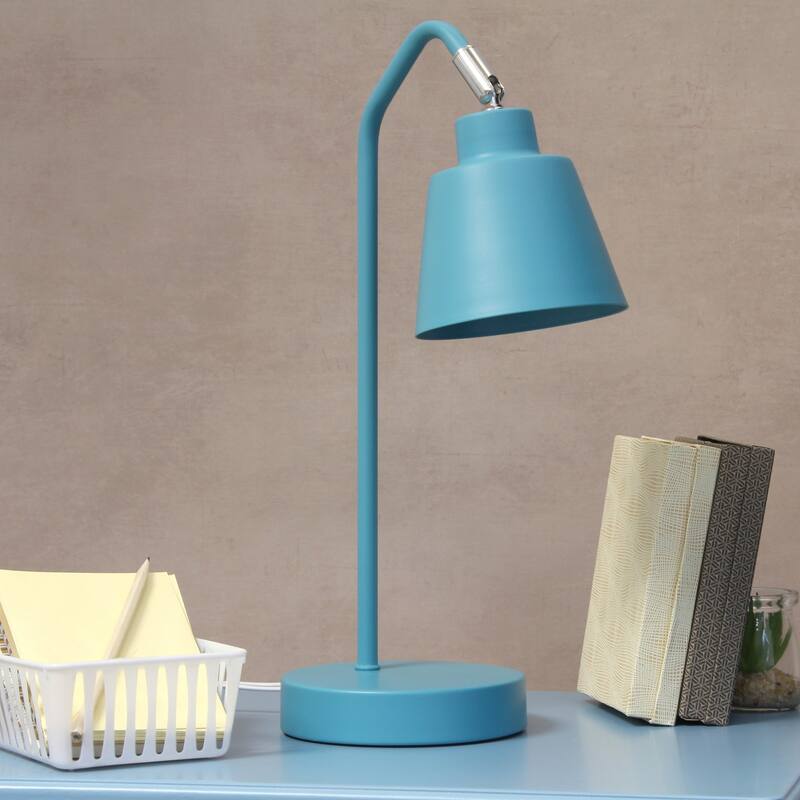 Angled Arm Desk Lamp with Adjustable Cone Shade - 16" - Blue
