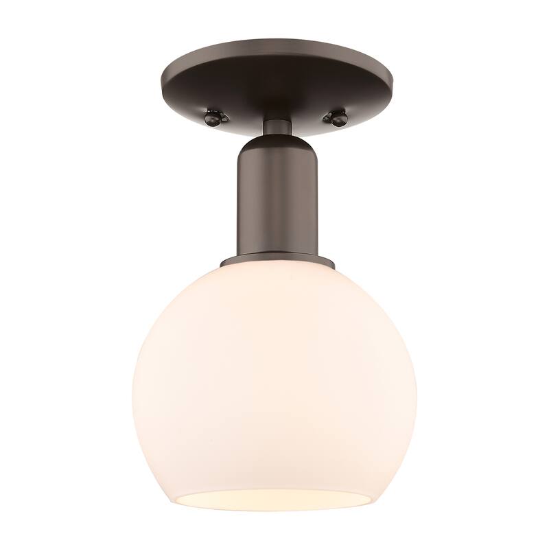 Innovations Lighting Endless Possibilities Arcadia - Athens - 1 Light 6" Semi-Flush Mount - Oil Rubbed Bronze/Matte White