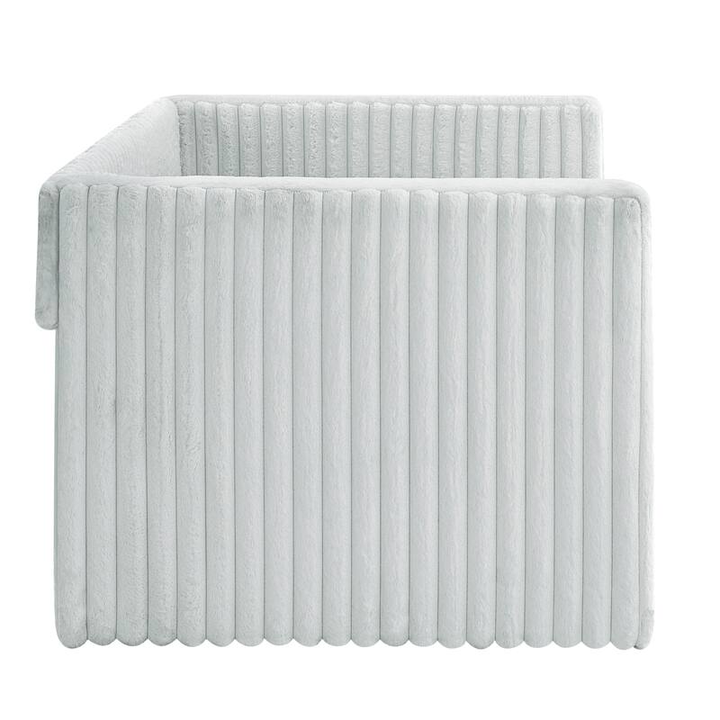 Modern Twin Size Upholstered Sofa Bed with Pull-Out Feature, Light Grey