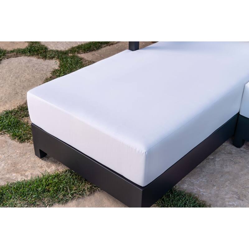 Abbyson Outdoor Santorini Modern Aluminum Sectional with Sunbrella Cushion