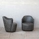 preview thumbnail 3 of 5, Faux Leather Upholstered Swivel Chair, Grey - 24.4"L x 27.8"W x 30.3"H