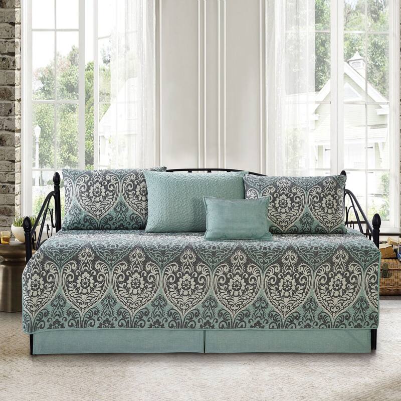 Serenta 6 Piece Cotton Blend Daybed Bedspread Coverlet Set - 75" x 39" - Kingston Damask