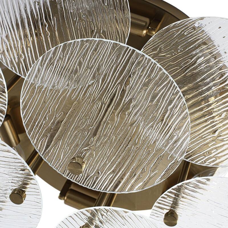 Contemporary Glam 6-Light Clear Ripple Glass Tiered Semi-flush Mount - 25.0 in