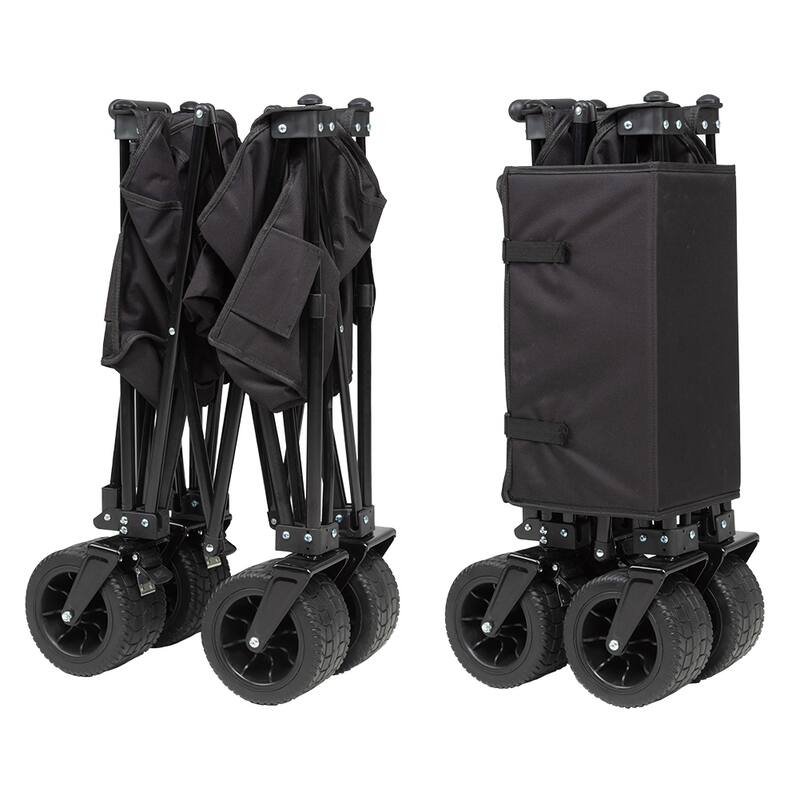 Collapsible Folding Wagon with Big All-Terrain Beach Wheels, Adjustable Handle