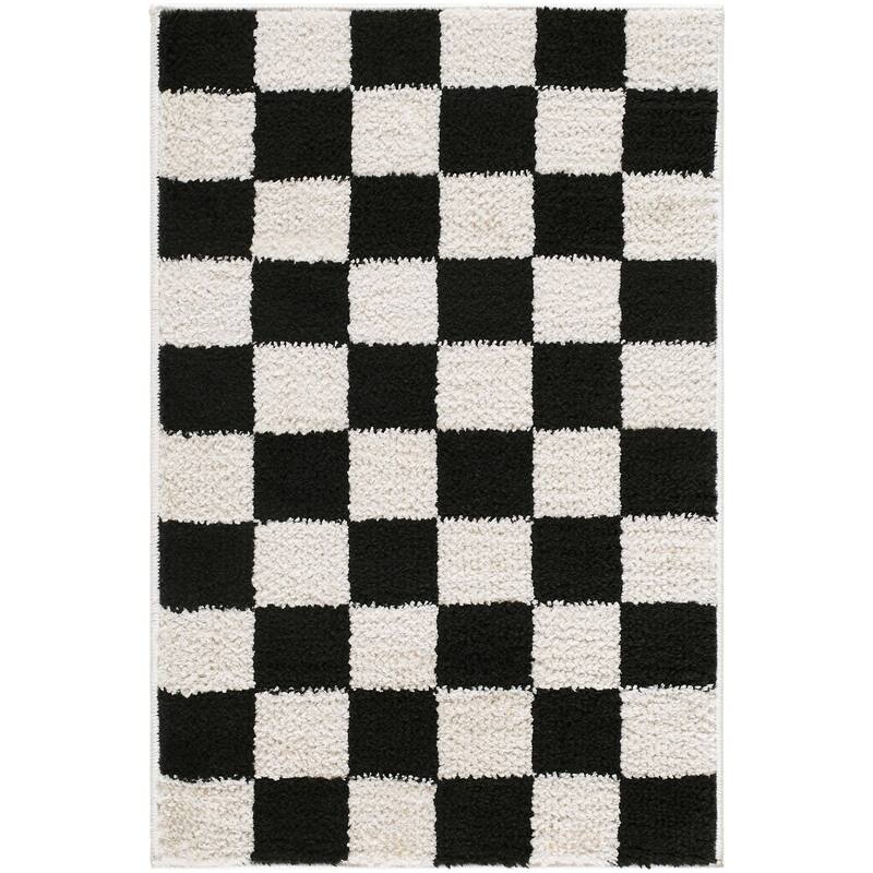 Livabliss Scandinavian Fossay Shag Stripe Washable Area Rug