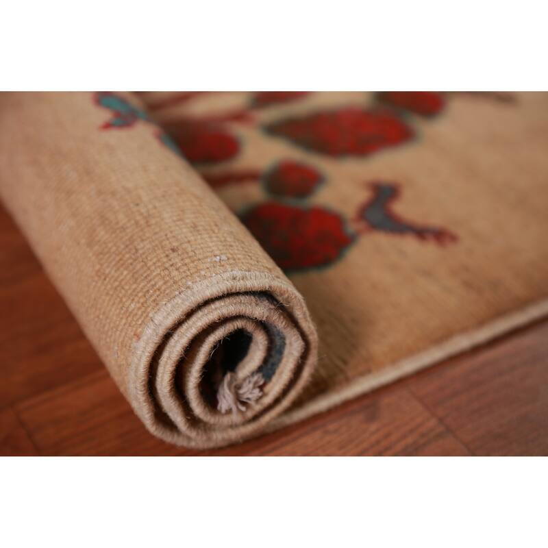 Animals Pictorial Kazak Oriental Foyer Rug Hand-Knotted Wool Carpet - 2'0"x 3'0"