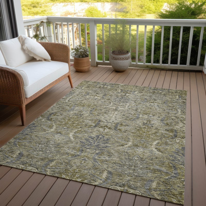 Machine Washable Indoor/ Outdoor Boho Traditional Chantille Rug