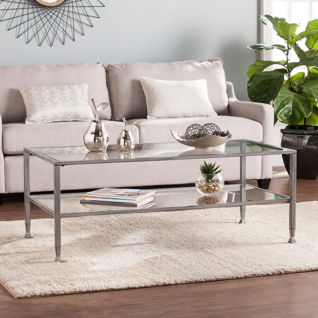 SEI Furniture Glenn Silver Metal Open Shelf Coffee Table