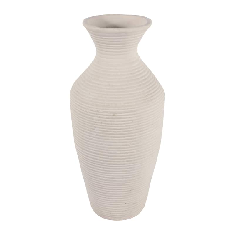 Sculptural Ribbed Paper Mache Table Vase - Stylish Tall Flower Vase