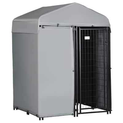 PawHut 4' x 4' x 6' Outdoor Dog Kennel with Waterproof Canopy, Removable Windproof Walls, Dog Run