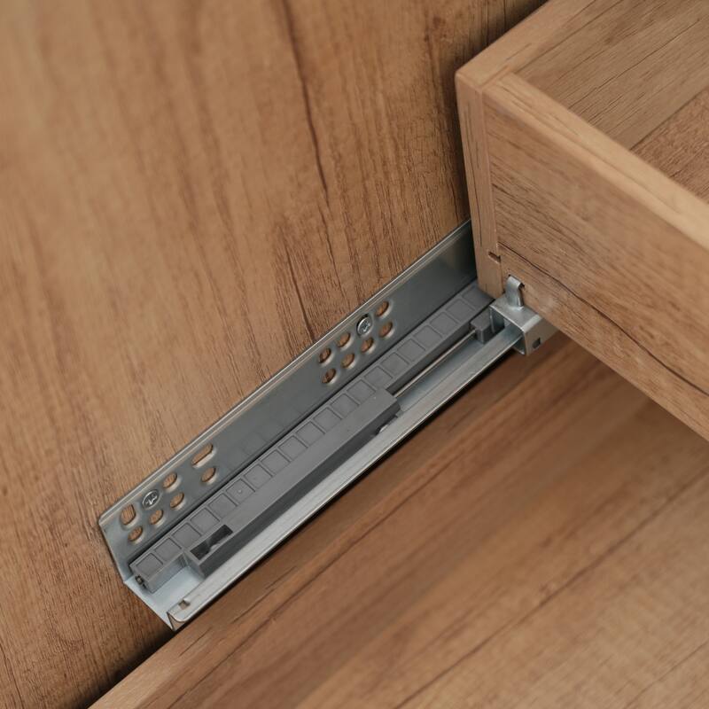 60" Bathroom Vanity with SMC Sink,Large Storage Bathroom Storage Cabinet with Soft Close Drawers and Rattan Doors, 5 Pine Legs