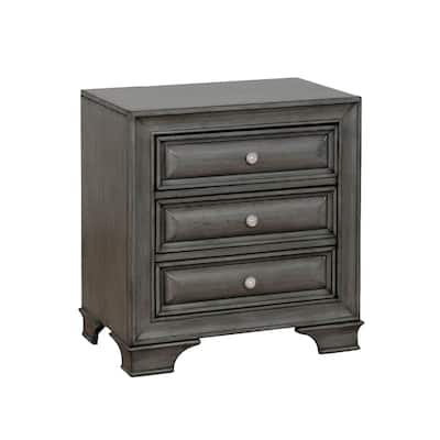 3 Drawers Wooden Nightstand with USB and Power Outlet