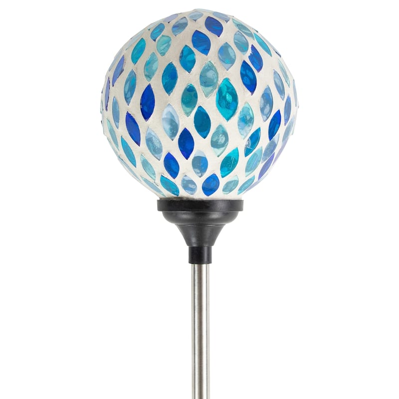 Set of 2 Mosaic Stained Glass Solar Powered LED Pathway Markers 30"