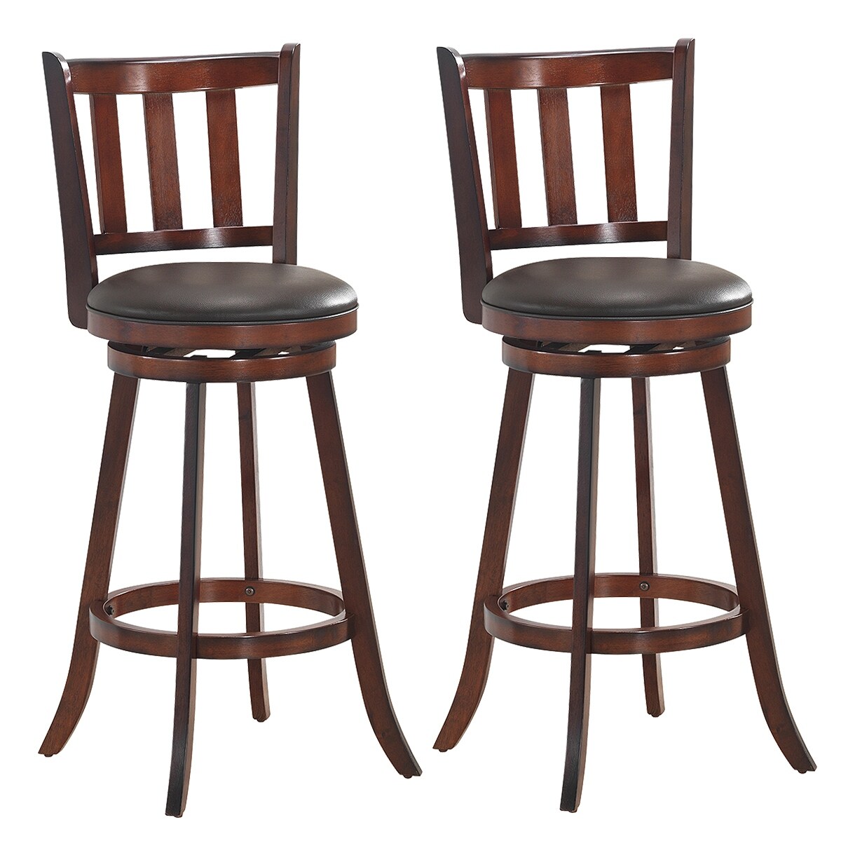 Costway Set Of 2 295 Swivel Bar Stool Leather Padded Dining Kitchen Overstock 29244780