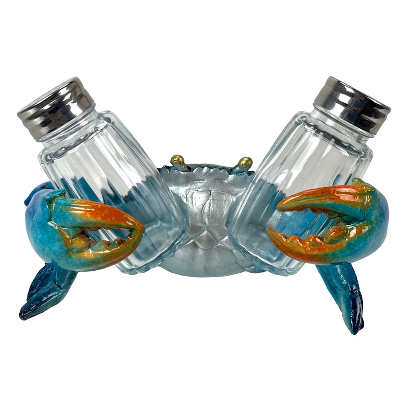 Blue Crab Salt And Pepper Set Whimsical Coastal Kitchen Decor For - 4 X 6.25 X 4 inches