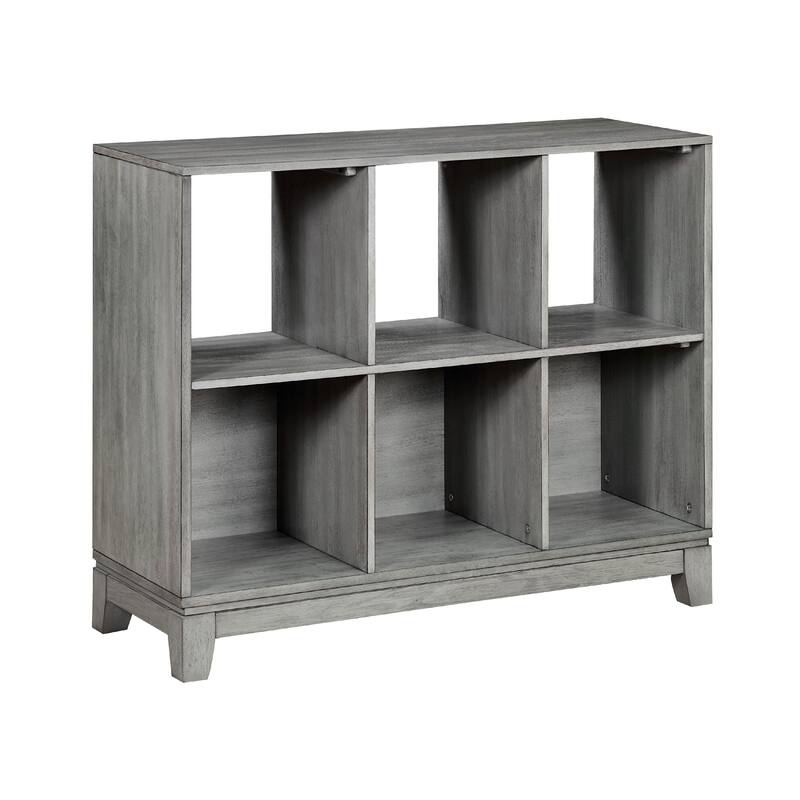 Thiem Cubby Bookcase, 6 Cube Style Shelves, Rustic Gray Veneer 40 Inch