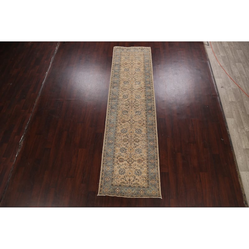 Vegetable Dye Floral Ziegler Oriental Runner Rug Hand-knotted Carpet - 2'11" x 11'4"