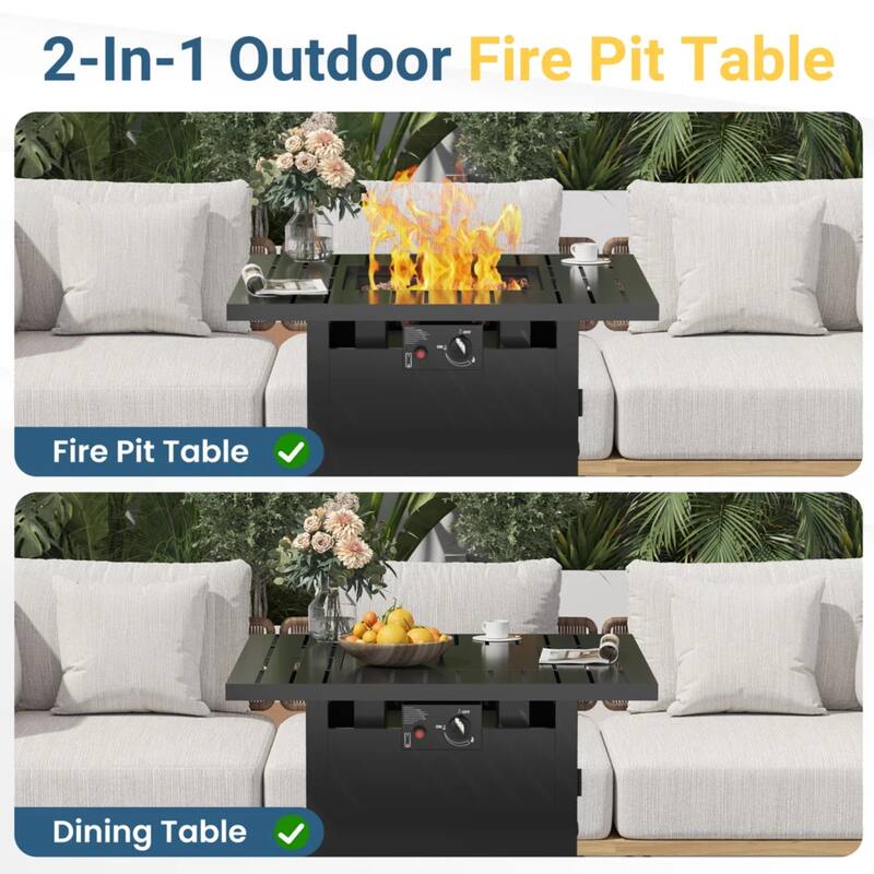30" 2-in1 Black Fireplace Table, 50000 BTU CSA Certified, with Waterproof Cover