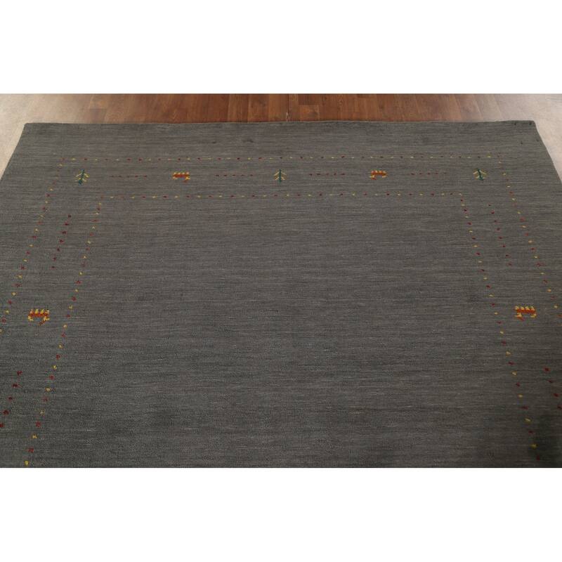 Grey Tribal Gabbeh Oriental Area Rug Handmade Wool Carpet - 6'7"x 9'9"