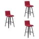preview thumbnail 58 of 120, Skara Swivel Bar Stool, Upholstered Bar Height Chair with Bentwood Frame Set of 3 - Red Fabric & Black