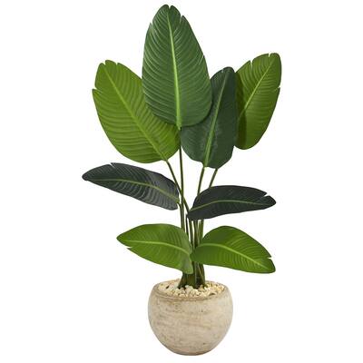45" Travelers Palm Artificial Tree in Sand Colored Planter