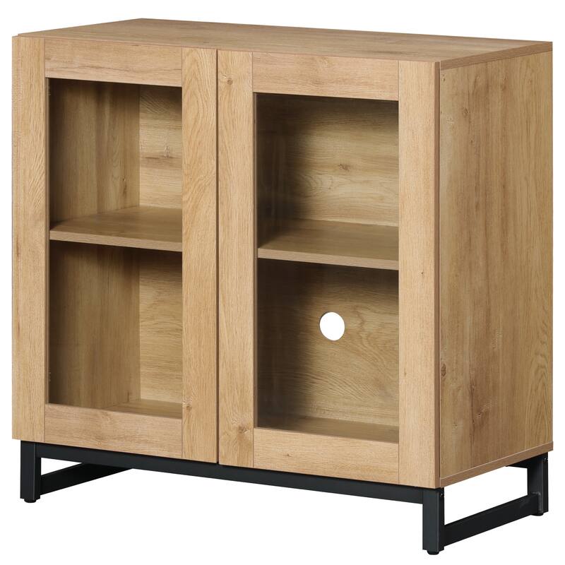 WAMPAT Multifunctional Sideboard Buffet Cabinets with Glass Doors, Modern Sideboard with Adjustable Shelf, Coffee Bar Cabinet