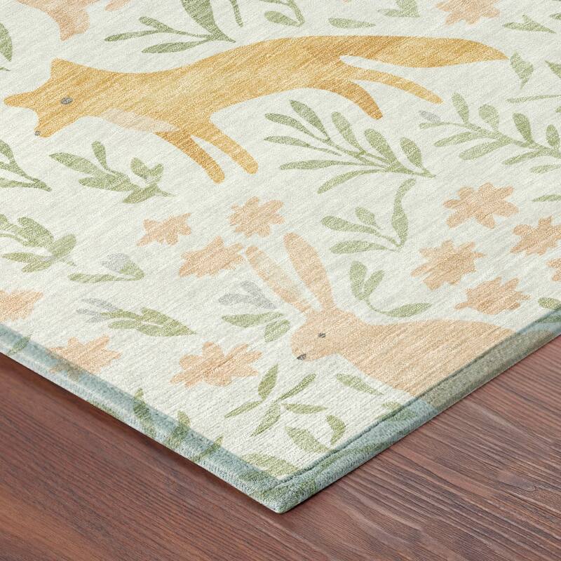 Machine Washable Indoor/ Outdoor Whimsy Foxy Chantille Rug