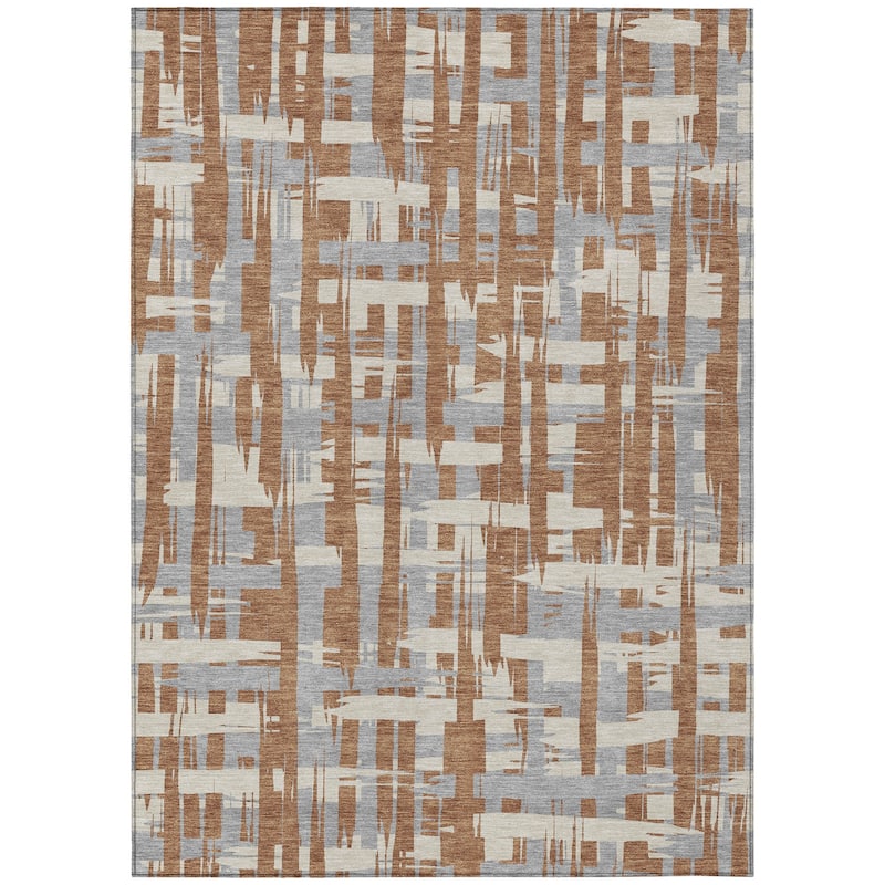 HomeRoots Striped Transitional Rectangle Outdoor Rug