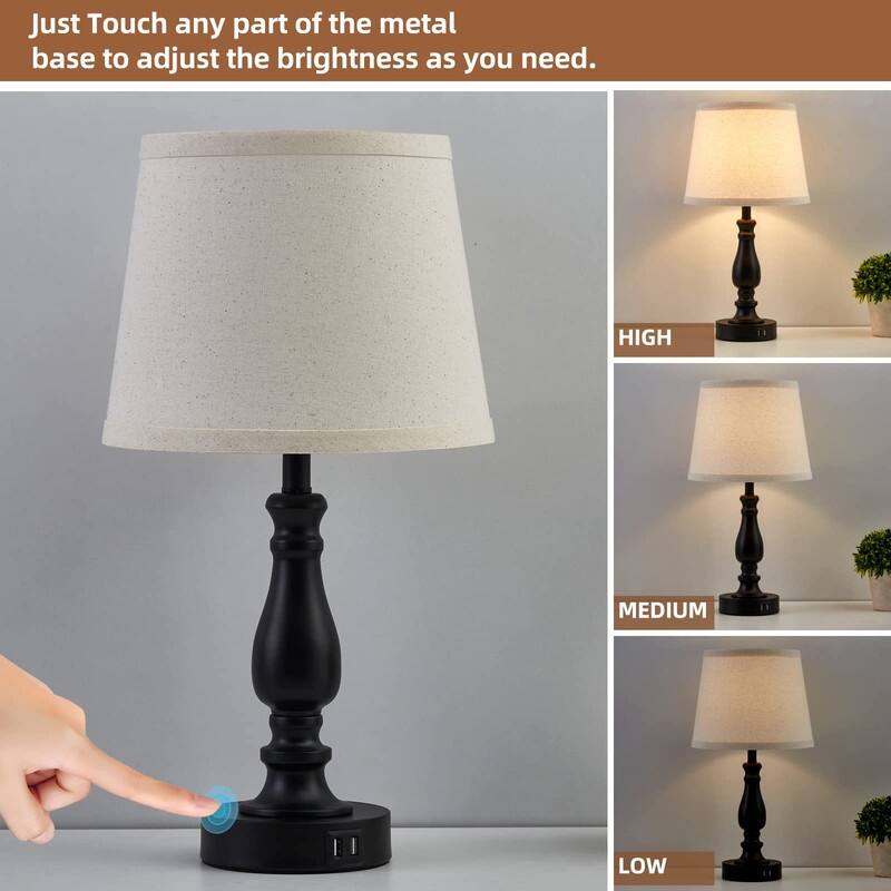 Lamps for Bedrooms Set of 2, Touch Bedside Table Lamp with USB Ports