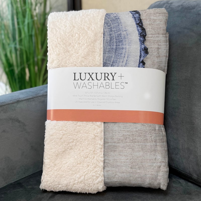 Premium Machine Washable Modern Woodgrain Sherpa Throw Blanket
