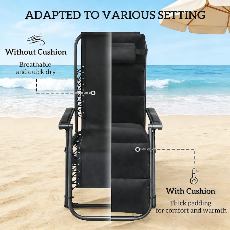 GDFStudio Outdoor Peregrine Steel Frame Folding Lounge Set with Cushioned Comfort