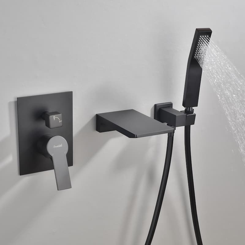 Clihome Waterfall Wall Mounted Bathtub Faucet with Hand Shower