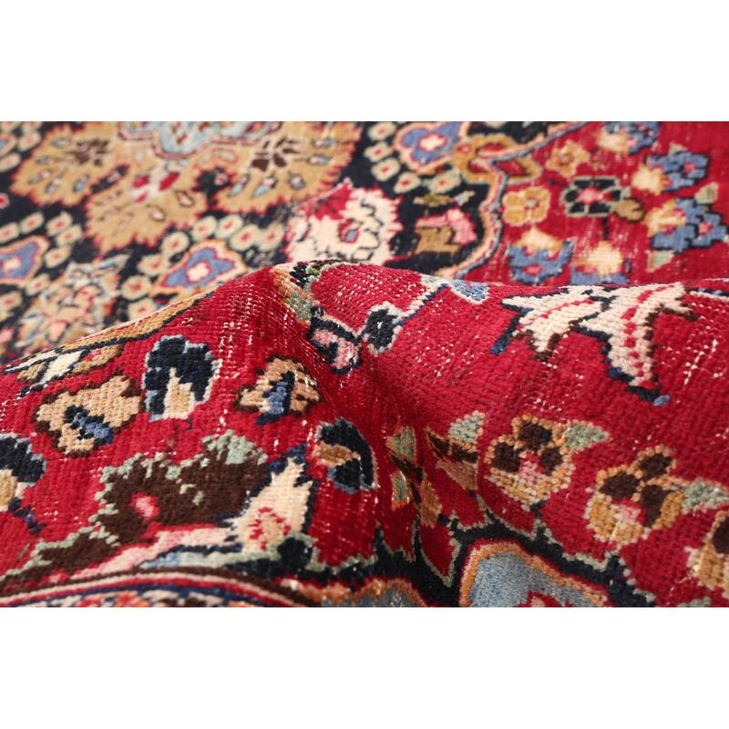 ECARPETGALLERY Hand-knotted Antalya Vintage Dark Red Wool Rug - 7'3 x 9'11