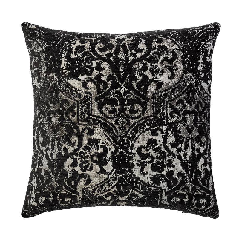 Austin Horn Classics Paloma Decorative Pillow 22"x22", Chenille Jacquard Fabric Knife Edge - Black - Cover Only