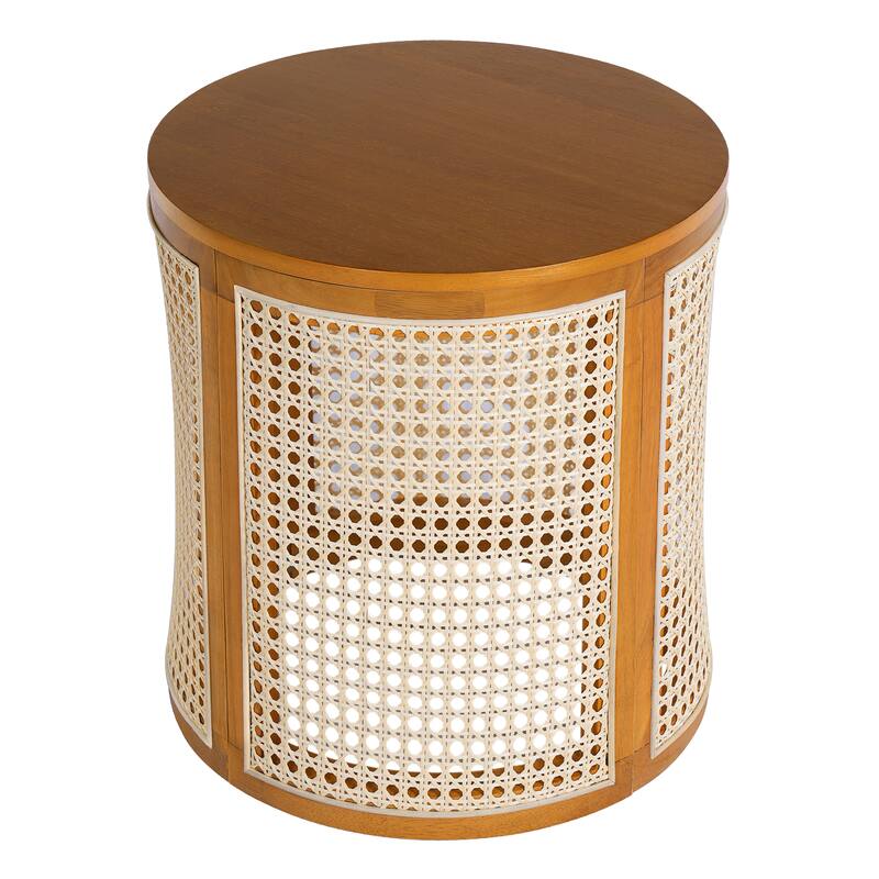 Christopher Knight Home - Elna Round Rubber Solid Wood Side Table in Natural Finish, Compact Modern Accent