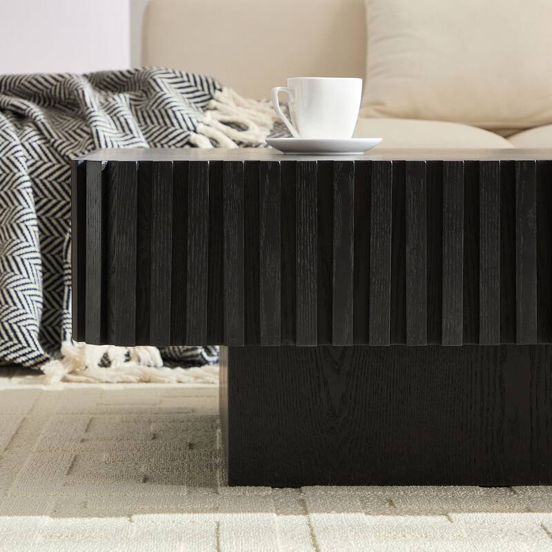 35.43 Inch Modern Handcraft Square Accent Coffee Table with Sturdy for Living Room