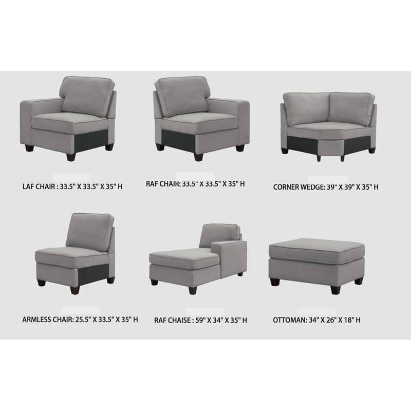 Right Hand Facing Modular Sectional with Ottoman