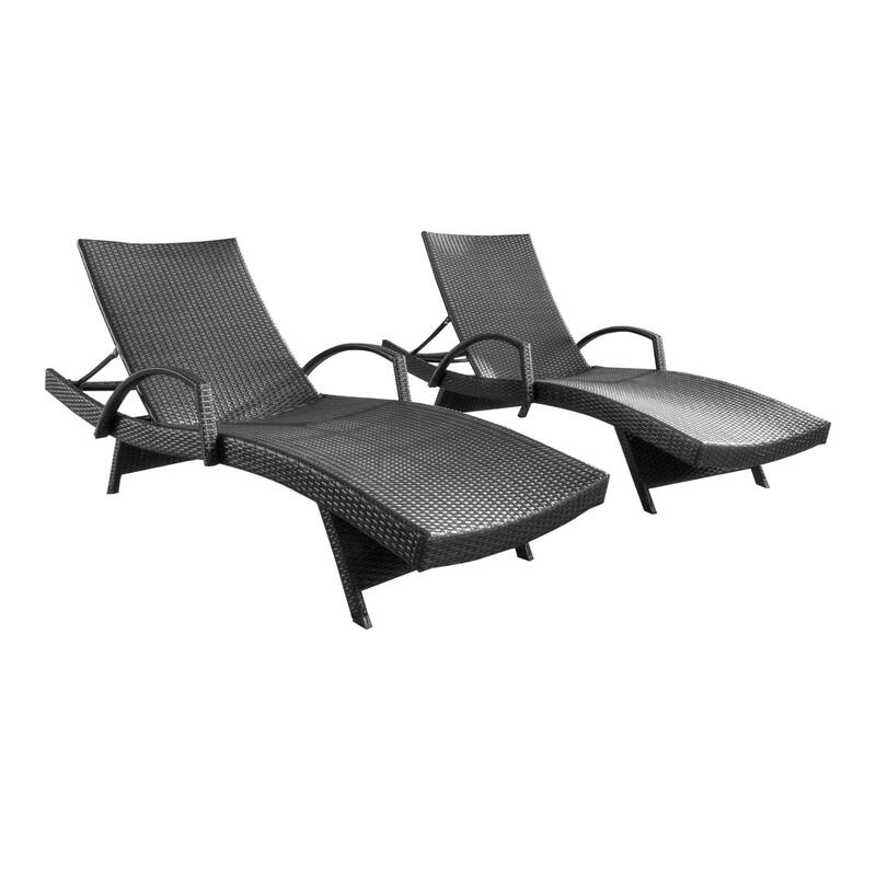 Roomfitters Salem Outdoor Wicker Chaise Lounge with Armrests, Stackable Patio Recliner, Set of 2