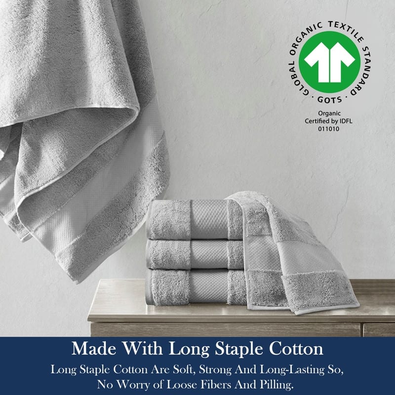 Delara Organic Cotton Luxuriously Plush Bath Towel Pack of 4 |GOTS & OEKO-TEX Certified |650 GSM Long Staple