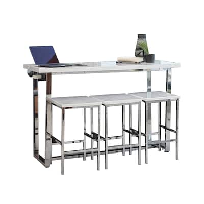 4 Piece Rectangle Counter Height Set in White