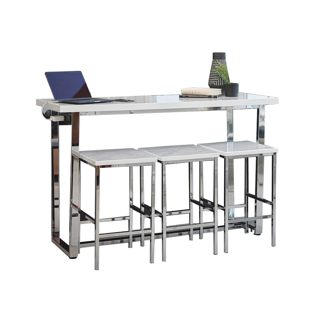 4 Piece Rectangle Counter Height Set in White