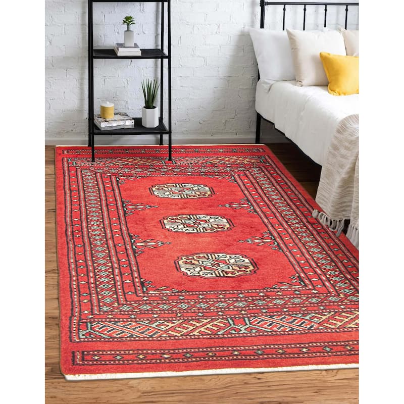 ECARPETGALLERY Hand-knotted Finest Peshawar Bokhara Red Wool Rug - 2'0 x 3'4