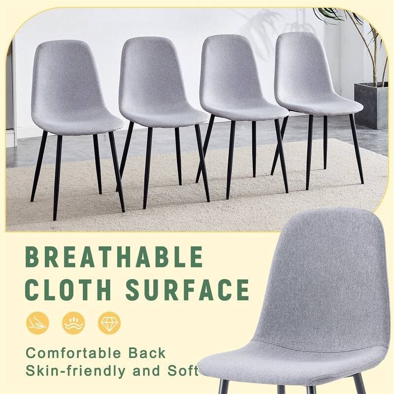 Dining Chairs,Suede Backrest and Metal Legs Combined Chairs,4 PCS