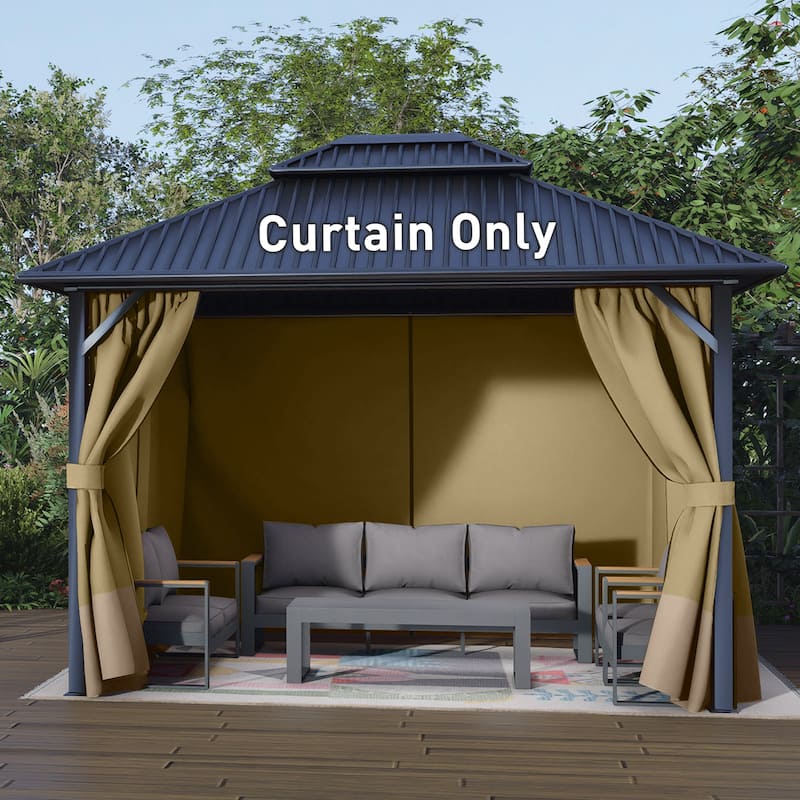 Aoodor Gazebo Curtain Replacement-Universal 4-Panel Sidewalls 10'x12', Curtain Only