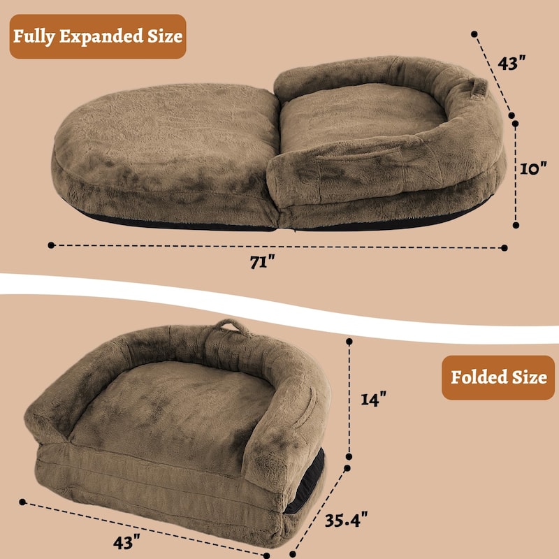 Human Dog Bed for Adults, Foldable Giant Nap Sofa Bed, Bean Bag Chair