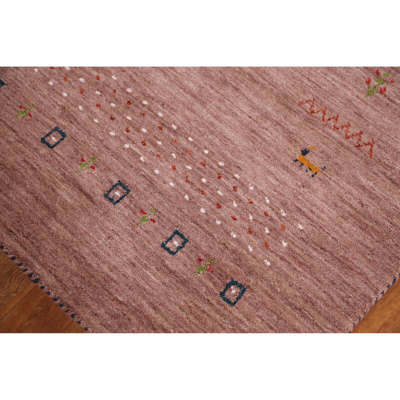 Hand Knotted Oriental 100% Wool Carpet Tribal Animal Pictorial Brown Gabbeh Area Rug - 7' 9'' X 5' 0''